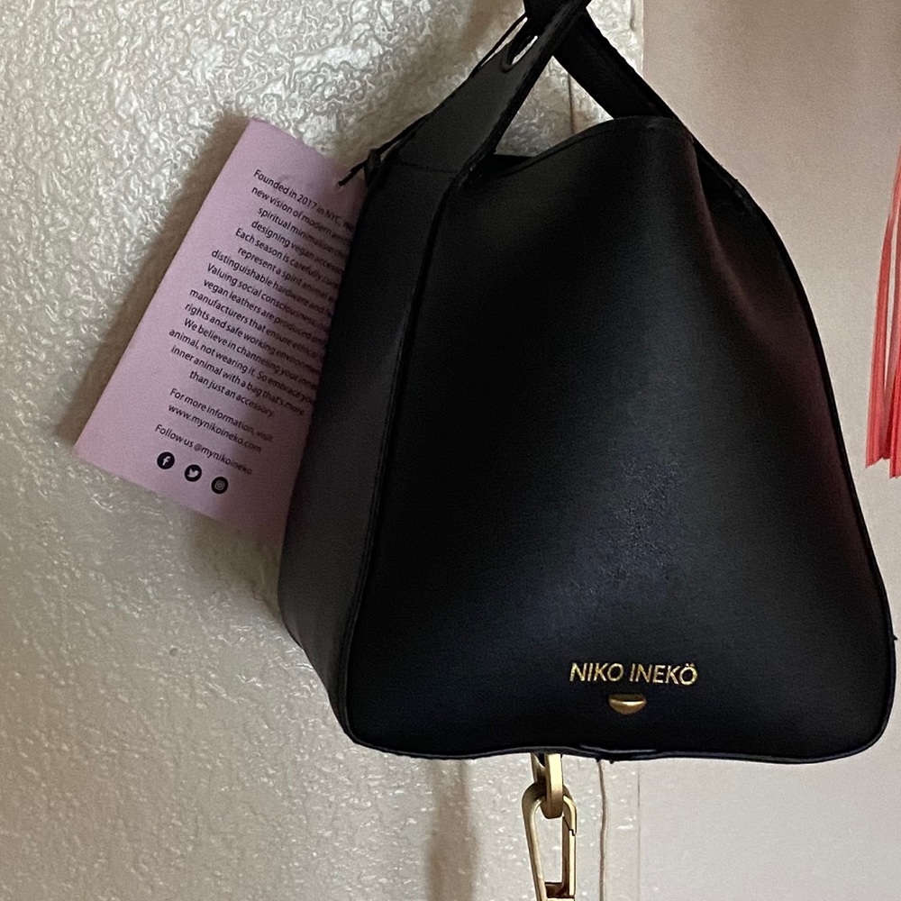 Niko Ineko Leather Black Tassel Wristlet